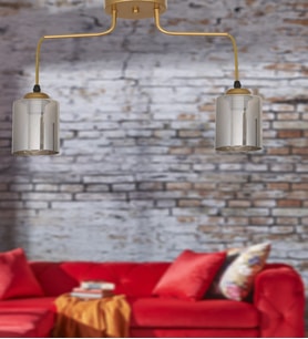 Modern 2.li Eskitme-Füme Camlı Avize