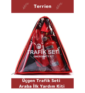 TSE Belgeli Tüvtürk Uyumlu Üçgen Trafik Seti Bez Çantalı Karayollarına Uygun Araba Ilk Yardım Üçgen
