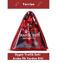 TSE Belgeli Tüvtürk Uyumlu Üçgen Trafik Seti Bez Çantalı Karayollarına Uygun Araba Ilk Yardım Üçgen