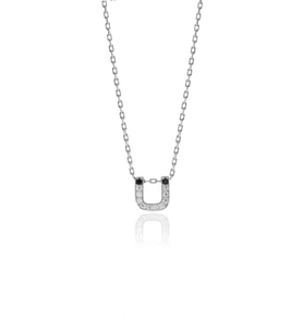 Söğütlü Silver Gümüş  rodyumlu üç boyutlu minimal Ü gümüş harf kolye