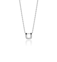 Söğütlü Silver Gümüş  rodyumlu üç boyutlu minimal Ü gümüş harf kolye