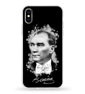 Apple iPhone XS Uyumlu Kapak Atatürk Tasarımlı Şeffaf Silikon Kılıf