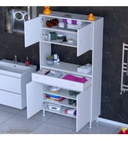Modilayn ARDA Banyo Dolabı 90x173x32,5cm 1 çekmece 4 kapak ve 7 raflı İhtiyaca uygun kolay kurulum