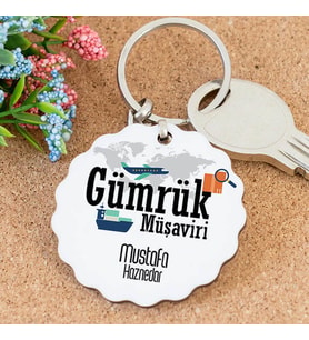 İsme Özel Gümrük Müşaviri Papatya Anahtarlık