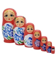 Ahşap Matruşka Bebek Yedili Set Kırmızı