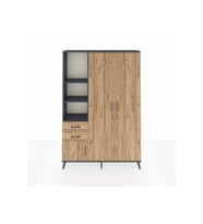 Arges Gardrop 5 Raflı 2 Çekmeceli Tek Askılı 132x30x195 Antrasit-Çam