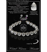 Sertifikalı Gerçek Hematit - Kristal Kuvars Taşı Bileklik - Ayarlamalı (Çok Renkli)
