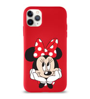 Apple iPhone 11 Pro Uyumlu Lansman Kılıf Minnie Mouse Tasarımlı Altı Kapalı İçi Kadife Kaplı  Kapak (Şeffaf)