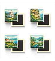 Trabzon - Baskılı Buzdolap Magneti Kare - 9x9 cm - 4 Adet