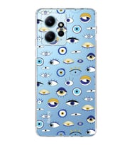 PrintiFy Xiaomi Redmi Note 12 4G ile Uyumlu Nazar Boncuğu 2  Kamera Korumalı Şeffaf Silikon Kılıf
