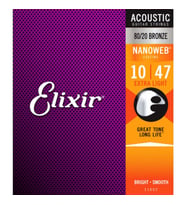 Elixir 11002 Nanoweb 80/20 Bronze Akustik Gitar Teli (10-47)
