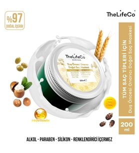 TheLifeCo HairFood Değerli Yağlar Serisi Duş Öncesi  Doğal Saç Maskesi 200ml