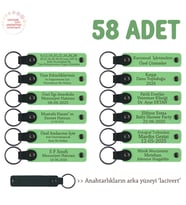Babalar Günü Organizasyonları İçin, 58'li Set, Kişiye Özel Anlamlı Deri Anahtarlık, F Yeşil & Laci (Fıstık Yeşili)