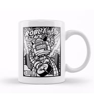 Robot Attack Comic Style Kupa Bardak Porselen