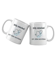 Kişiye Özel Diş Hekimi Meslek Kupası – İsim Yazılı Diş Hekimi Temalı Kupa Bardak Diş Hekimi Hediyesi (Beyaz)