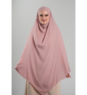 Pudra Pratik Hazır Geçmeli Tesettür Eşarp Krep Bağcıklı Sufle Hijab 2313_06