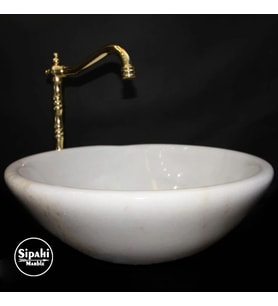 Sipahi Marble Muğla Kristal Beyaz Tasarım Lavabo
