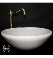 Sipahi Marble Muğla Kristal Beyaz Tasarım Lavabo