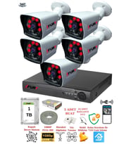 FURY 5 Kameralı 5mp Lensli 1080P 2mp Görüntü 6 Atom Gece Görüşlü FullHd Güvenlik Kamerası 5525A 1TB