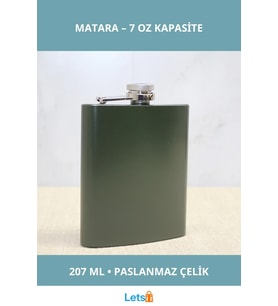 Haki Paslanmaz Çelik Sızdırmaz 7 Oz Matara
