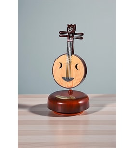 Kişiye Özel Ahşap Görünümlü Çin Pipası Tasarımlı Dönen Müzik Kutusu 18,5cm