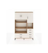 Arges Gardrop 9 Raflı 6 Çekmeceli 3 Kapaklı 132x30x195 Çam-Aytaşı