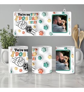 Kişiye Özel Patili Yumruklu 3D Tarzı Tasarım Kupa Bardak, Fotoğraflı Köpek Sahipleri İçin Hediye, Benim En Güzel Köpeğim (Doğal Beyaz)