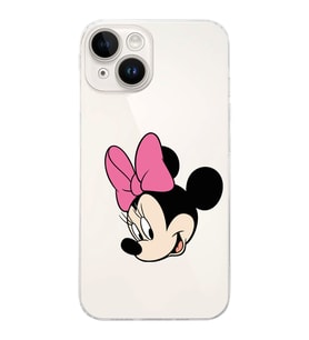 Apple iPhone 14 Plus Uyumlu Kamera Korumalı Tıpalı Kapak Minnie Mouse Tasarımlı ŞeffafKılıf