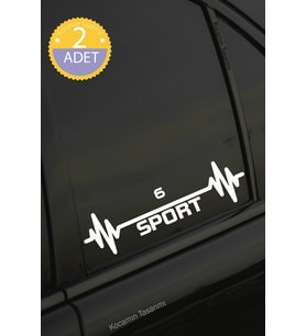 Mazda 6 Nabız Kalp Atışı Ritim 6 Araç Uyumlu Oto Sticker 2 Adet Beyaz 20*7CM