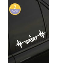 Mazda 6 Nabız Kalp Atışı Ritim 6 Araç Uyumlu Oto Sticker 2 Adet Beyaz 20*7CM