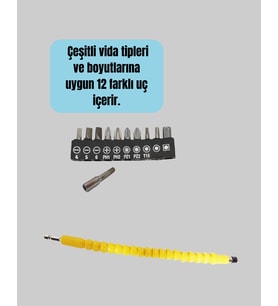 12 Parça Akrobat Vidalama Uç Seti Esnek Dar Alan Kullanım