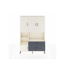 Arges Dolap 7 Raflı 2 Çekmeceli 5 Kapaklı 132x30x195 Aytaşı-Aytaşı/Antrasit