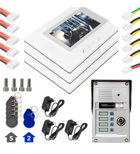 PowerMaster 37T4 3 Daire 7'' NFC Destekli Görüntülü Diafon Kapı Zili Interkom Akıllı Ev Güvenliği Sistemi