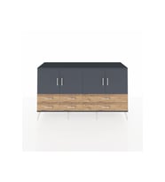Kronos Konsol 6 Raflı 6 Çekmeceli 4 Kapaklı 176x59x99 Antrasit-Antrasit/Çam