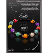 Sertifikalı Terahertz - Multicolor Renkli Turkuaz Taşı Bileklik - Ayarlamalı (Çok Renkli)