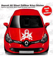 Hazreti Hz. Ali Zülfikar Kılıcı Büyük Kaput Beyaz Sticker - Oto Araba Etiket, Aksesuar, Modifiye