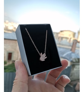Rose Kaplama Zirkon Taşlı Melek Kolye