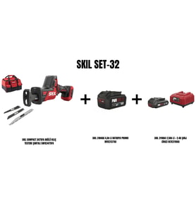 SKIL Set-32(SKIL COMPACT AKÜLÜ TİLKİ KUYRUĞU TESTERE ÇANTALI+4,Ah Li BATARYA+2,5Ah Li+2.4A ŞARJ CİH)