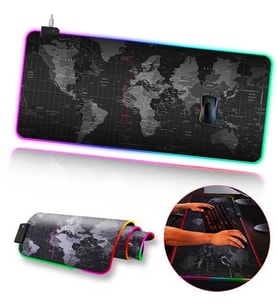 ALLY Dünya Desenli RGB Led Işıklı Oyuncu Mouse Pad 300*800*4MM-(5775)
