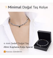 Sedef Doğal Taş Minimal Kalp Kolye (Mavi)