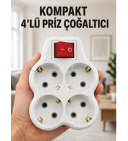 Kompakt 4’lü Priz Çoklayıcı Kablosuz Anahtarlı Ev Ofis Priz Çoğaltma Adaptörü