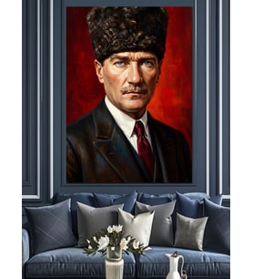 Şık Takım Elbiseli Atatürk Portresi Dekoratif Kanvas - Mdf Ahşap Tablo