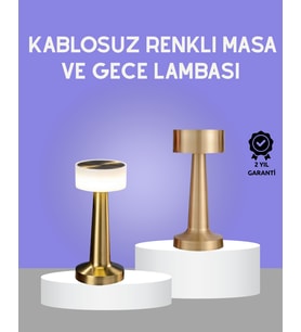 Touch Gece Lambası – Dokunmatik Kontrol, Kablosuz Kullanım, Metal Gövde