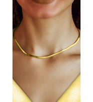 ENCİLİ SİLVER 925 Ayar Gümüş İtalyan Yassı Model Kadın Gold Renk Zincir Kolye