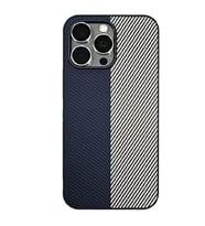 Coverzone iPhone 16 Pro Max Pro ile uyumlu K?l?f Karbon Fiber Desenli Double Color 2mm Kamera Koruma �?k?nt?l? ENIGMA iPhone 16 Pro Max Pro i�in K?l?f Blue White