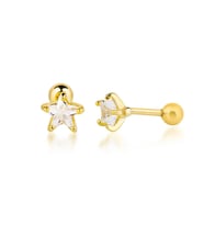 Taşlı Yıldız Gümüş Piercing (Sarı Altın)