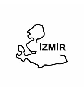 İzmir Harita Araba Sticker siyah 18x15 CM (Siyah)