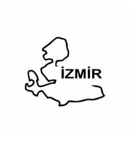 İzmir Harita Araba Sticker siyah 18x15 CM (Siyah)