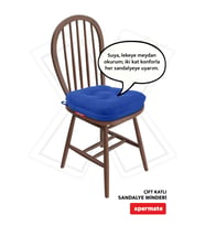 Sandalye Minderi 42x42x8 cm Çift Kat Pofuduk Fermuarlı Leke Tutmaz Mavi