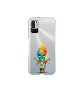Redmi Note 10 5G ile uyumlu Splash ahtapot tasarımlı şeffaf silikon kılıf
